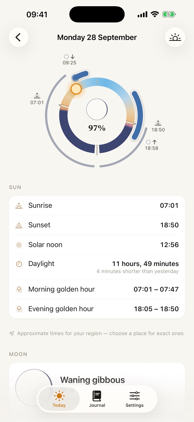 Screenshot 3: the Day Circle and Day Detail