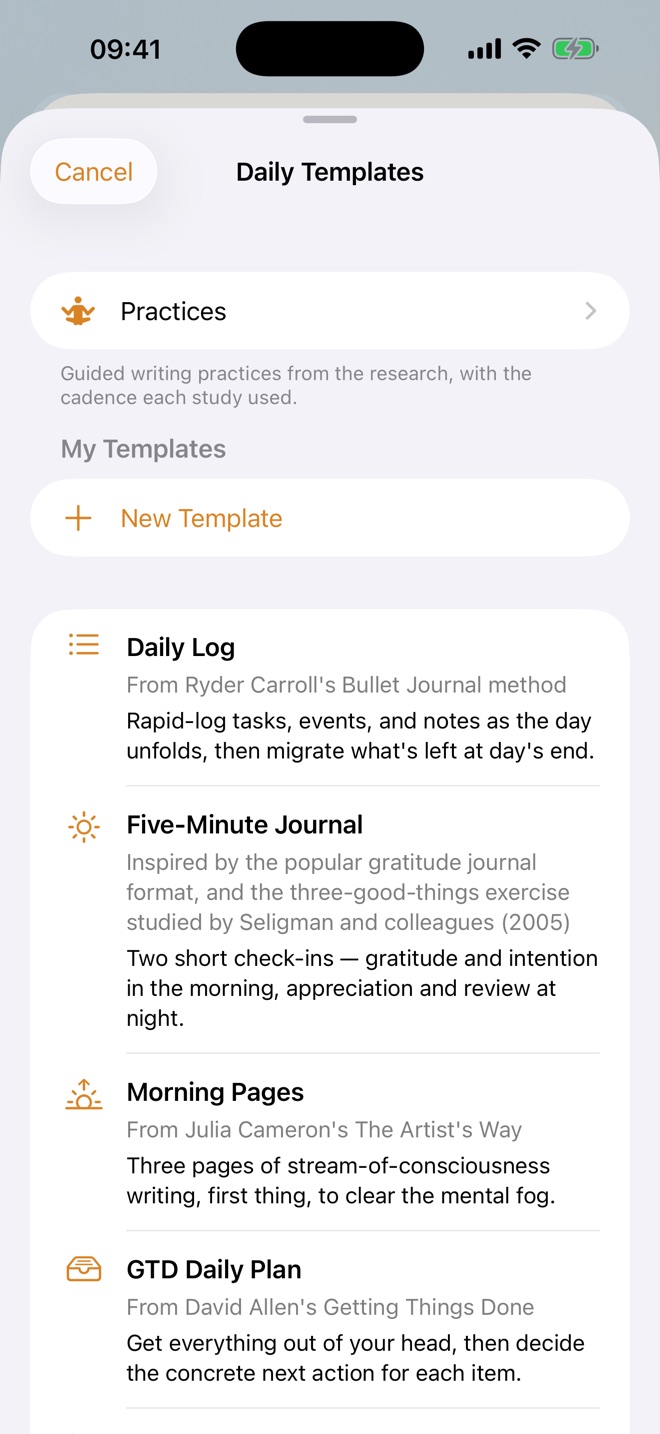Screenshot 5: the template picker